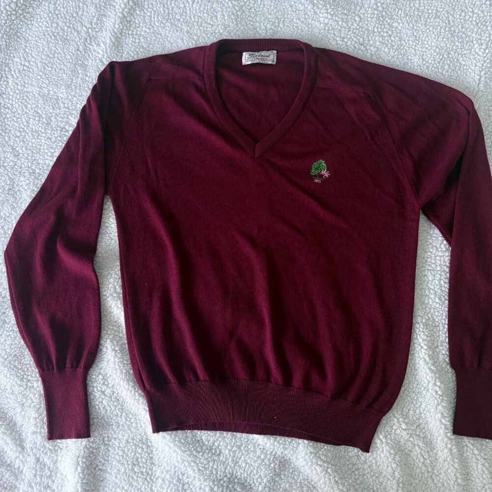 VTG The Titleist Collection Men's Medium Long Sleeve V-Neck Sweater MGCC Logo